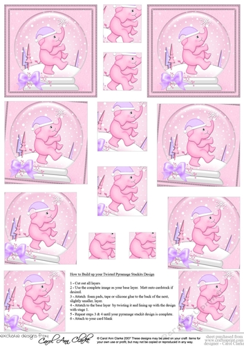 Cute Christmas Elephant Snowglobe Twisted Pyramage sheet