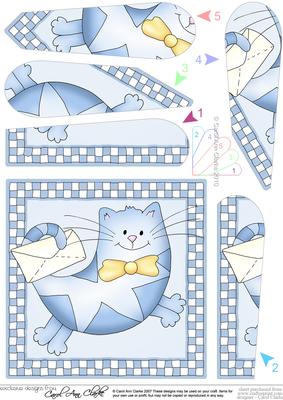 Cute Cat Quick Card with Fan Pyramage Topper