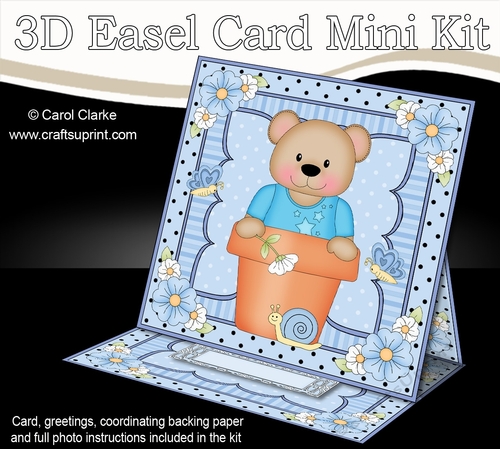 3D Easel Card Mini Kit - Flowerpot Friends - Cute Little Austin Bear