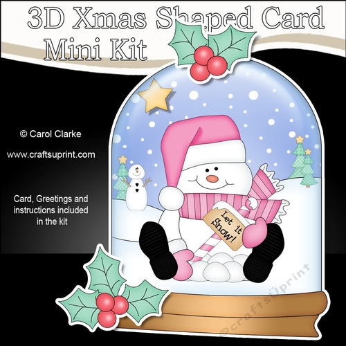3D Shaped Christmas Snow Globe Card Kit - Snowman Oli wants it to Snow!