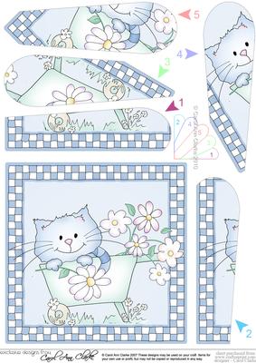 Cute Cat Quick Card with Fan Pyramage Topper