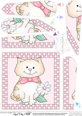 Cute Cat Quick Card with Fan Pyramage Topper