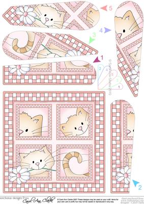 Cute Cat Quick Card with Fan Pyramage Topper