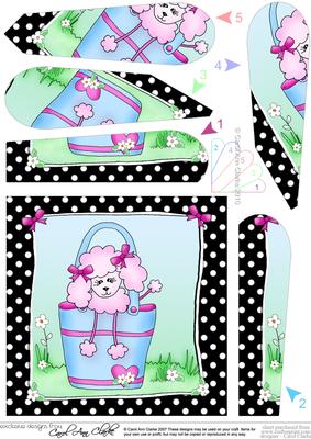 Cute Poodle Quick Card with Fan Pyramage Topper