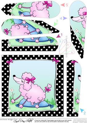 Cute Poodle Quick Card with Fan Pyramage Topper
