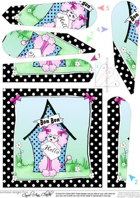 Cute Poodle Quick Card with Fan Pyramage Topper