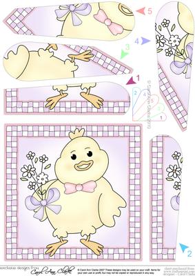 Little Chick Quick Card with Fan Pyramage Topper
