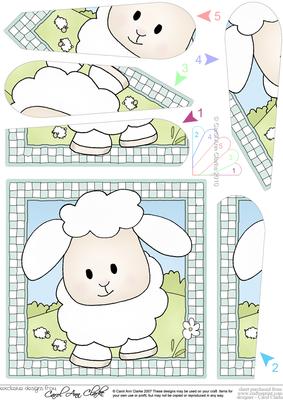 Little Lamb Quick Card with Fan Pyramage Topper