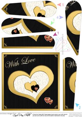 Elegant Hearts Quick Card with Fan Pyramage Topper
