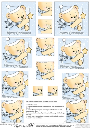 Cute Hunney Bear Robert has a Christmas Star - Twisted Pyramage sheet