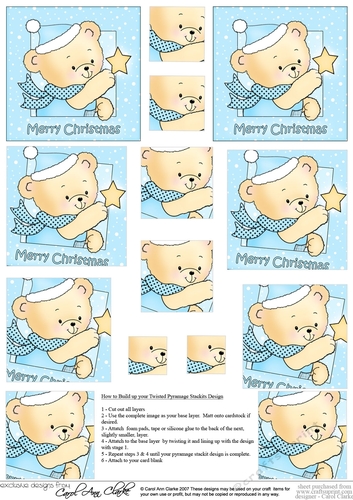 Cute Hunney Bear Robert has a Christmas Star - Twisted Pyramage sheet