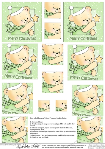 Cute Hunney Bear Robert has a Christmas Star - Twisted Pyramage sheet