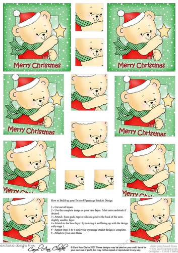 Cute Hunney Bear Robert has a Christmas Star - Twisted Pyramage sheet