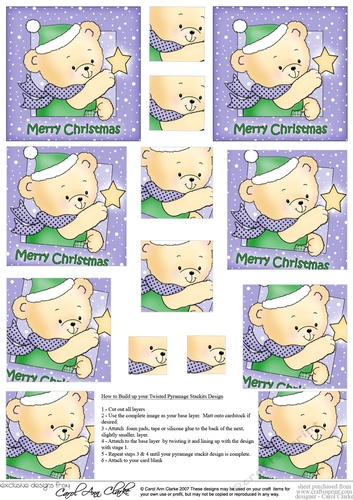 Cute Hunney Bear Robert has a Christmas Star - Twisted Pyramage sheet