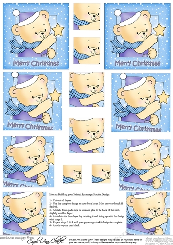Cute Hunney Bear Robert has a Christmas Star - Twisted Pyramage sheet