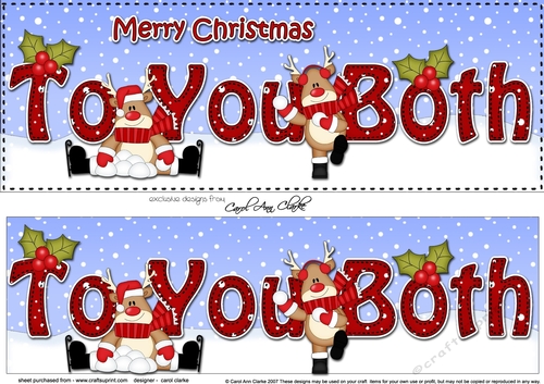 Large DL Merry Christmas TO YOU BOTH 3D decoupage with Rudolph