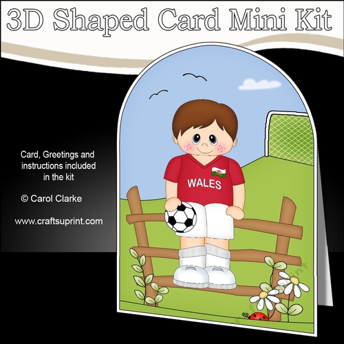 3D Shaped Card Kit - Little Footballer Plays for Wales