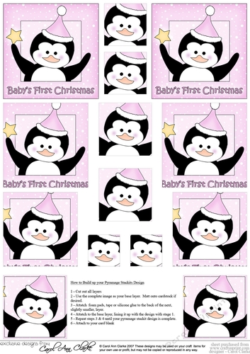 Cute Christmas Penguin - Babys First Christmas - Pyramage sheet