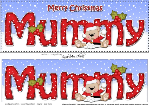 Large DL Merry Christmas MUMMY 3D decoupage with Teddies