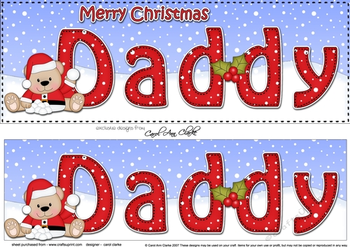 Large DL Merry Christmas DADDY 3D decoupage with Teddies