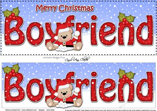 Large DL Merry Christmas BOYFRIEND 3D decoupage with Teddies