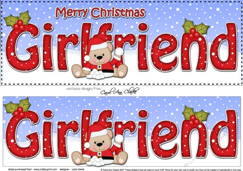 Large DL Merry Christmas GIRLFRIEND 3D decoupage with Teddies