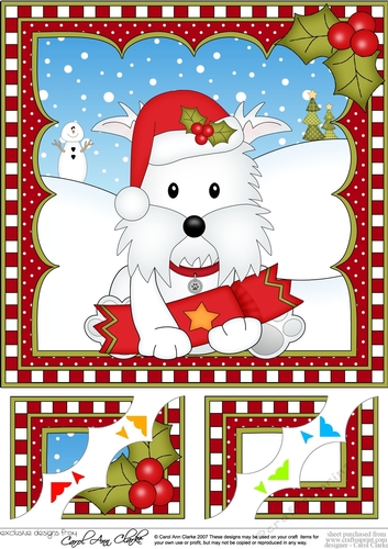 Christmas 8 x 8 Scalloped Corner Topper - Little Westie Dog