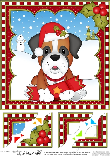 Christmas 8 x 8 Scalloped Corner Topper - Little Boxer Dog
