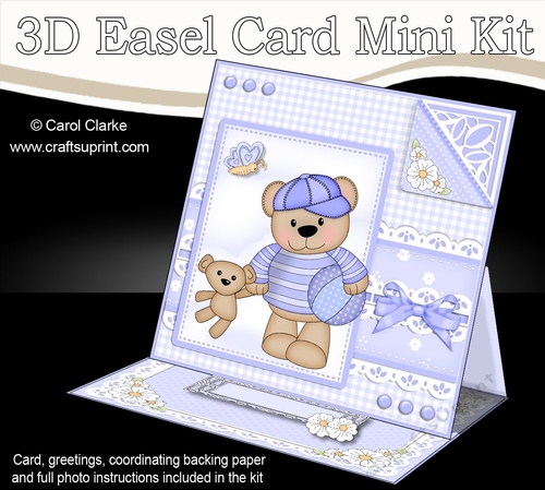 3D Easel Card Mini Kit - Cute Little Austin Bear