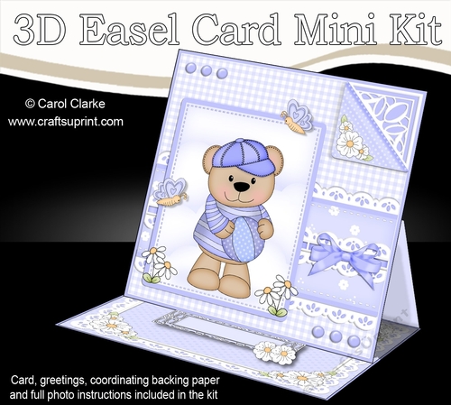 3D Easel Card Mini Kit - Cute Little Austin Bear