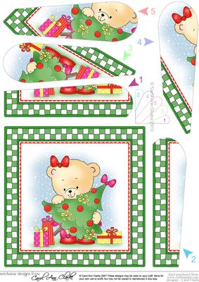 Rosie's Christmas Tree Quick Card with Fan Pyramage Topper
