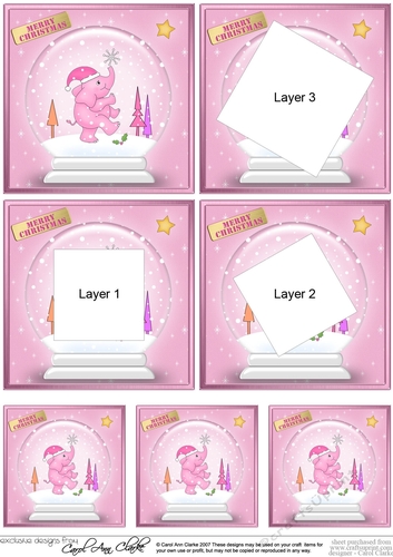 Cute Christmas Elephant -  Snowglobe Twisted Tunnel Topper