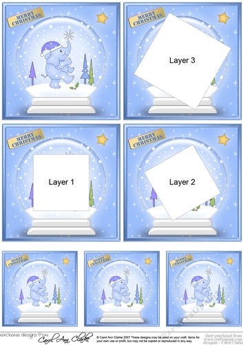 Cute Christmas Elephant -  Snowglobe Twisted Tunnel Topper