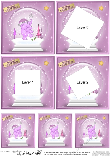 Cute Christmas Elephant -  Snowglobe Twisted Tunnel Topper