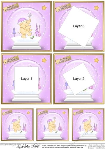 Cute Christmas Elephant -  Snowglobe Twisted Tunnel Topper
