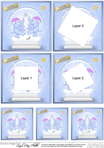 Cute Christmas Elephants -  Snowglobe Twisted Tunnel Topper