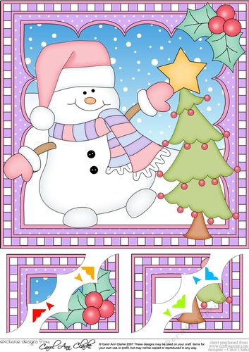 Christmas 8 x 8 Scalloped Corner Topper Snowman Oli