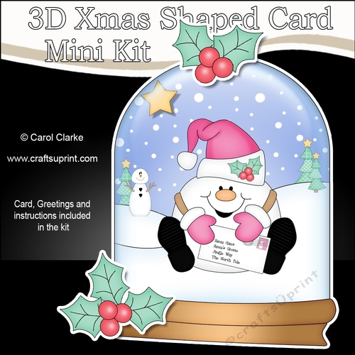 3D Shaped Christmas Snow Globe Card Kit - Snowball Sam has a Letter for Santa