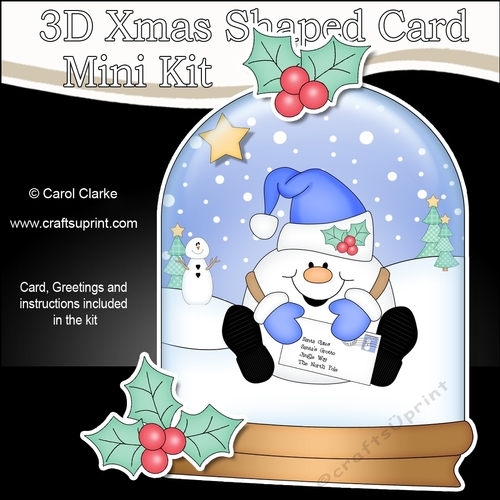 3D Shaped Christmas Snow Globe Card Kit - Snowball Sam has a Letter for Santa