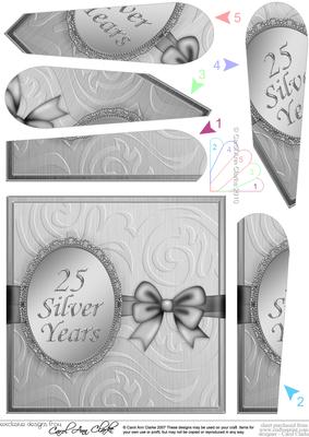 Elegant Silver Wedding Quick Card with Fan Pyramage Topper