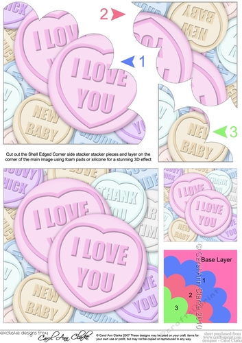 I Love You - Sweet Heart - Shell Edged Corner Side Stacker