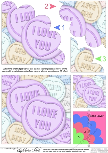 I Love You - Sweet Heart - Shell Edged Corner Side Stacker