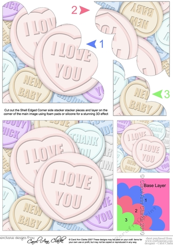I Love You - Sweet Heart - Shell Edged Corner Side Stacker