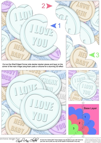 I Love You - Sweet Heart - Shell Edged Corner Side Stacker
