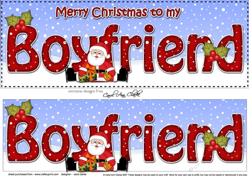 Large DL Merry Christmas to my BOYFRIEND with Santa 3D decoupage 