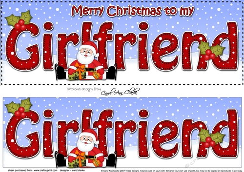 Large DL Merry Christmas to my GIRLFRIEND with Santa 3D decoupage 