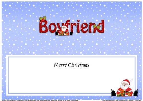 Large DL Merry Christmas BOYFRIEND insert with Santa 3D decoupage 