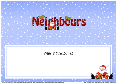 Large DL Merry Christmas NEIGHBOURS insert with Santa 3D decoupage 