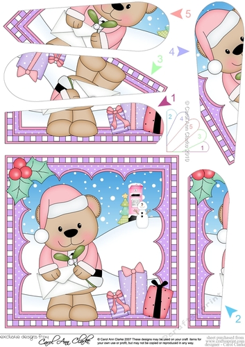 Christmas Fan Pyramage Topper - Cute Little Livvy Bear