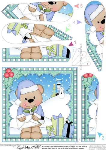 Christmas Fan Pyramage Topper - Cute Little Livvy Bear